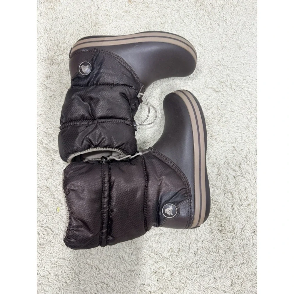 Crocs Crocband Brown Winter Puff Insulated Rain Snow Boots Pull-On Women's 9M